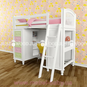 Кровать-чердак со столом Гуффи Justwood