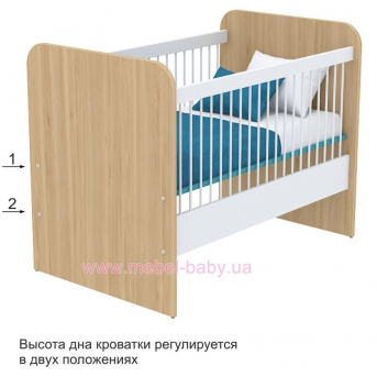 Не качающаяся кроватка для новорожденных Акварели кв-50  Бирюзовые Briz Коричневый 60х120