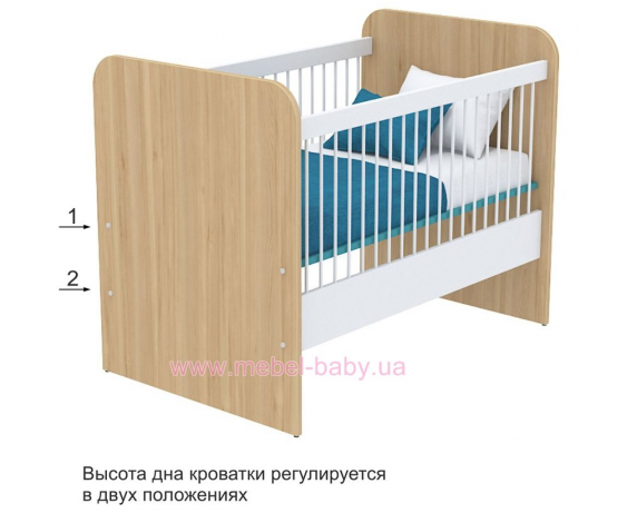 Не качающаяся кроватка для новорожденных Акварели кв-50 Бирюзовые Briz Коричневый 60х120