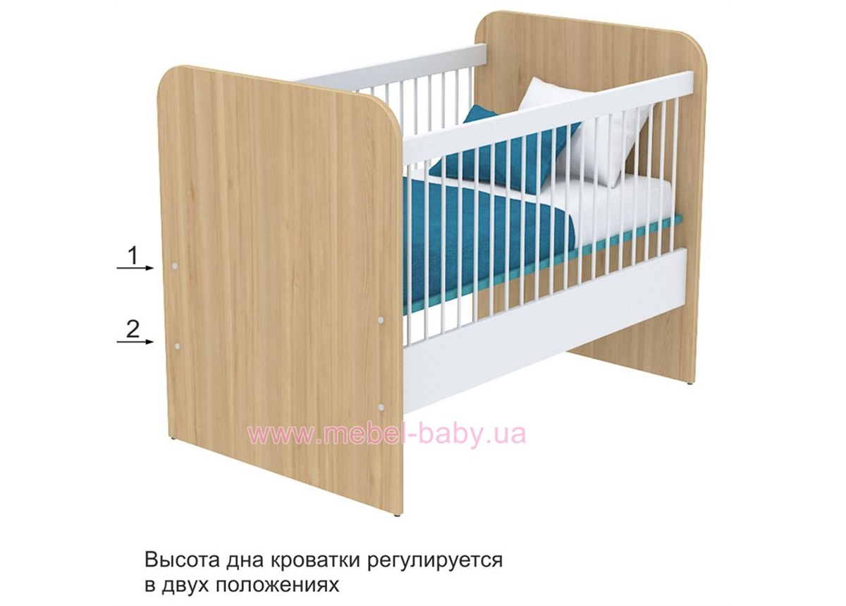 Не качающаяся кроватка для новорожденных Акварели кв-50  Бирюзовые Briz Коричневый 60х120