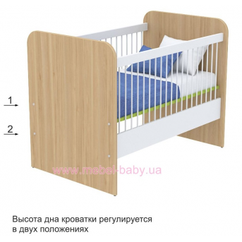 Не качающаяся кроватка для новорожденных Акварели кв-50 Зеленые Briz Коричневый 60х120