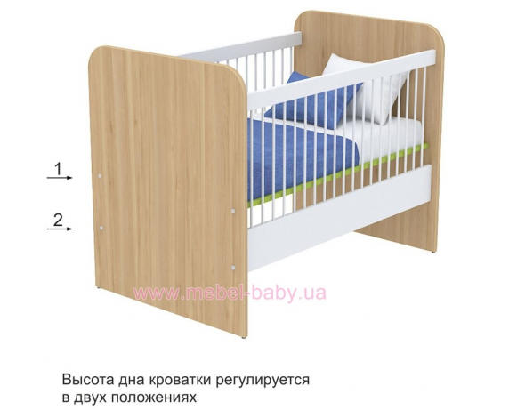Не качающаяся кроватка для новорожденных Акварели кв-50 Зеленые Briz Коричневый 60х120