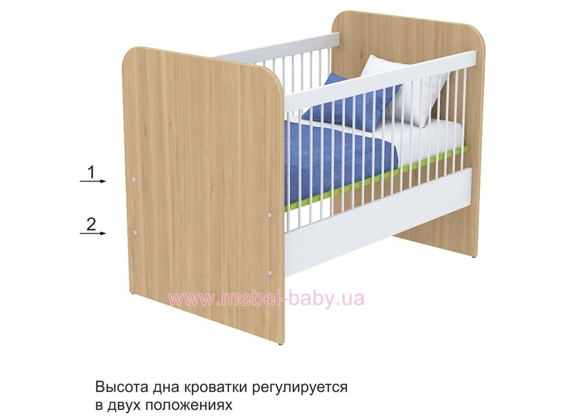 Не качающаяся кроватка для новорожденных Акварели кв-50 Зеленые Briz Коричневый 60х120