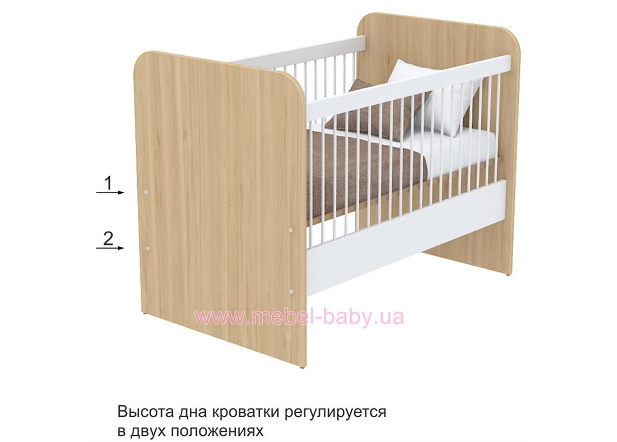 Не качающаяся кроватка для новорожденных Акварели кв-50 Briz Коричневый 60х120