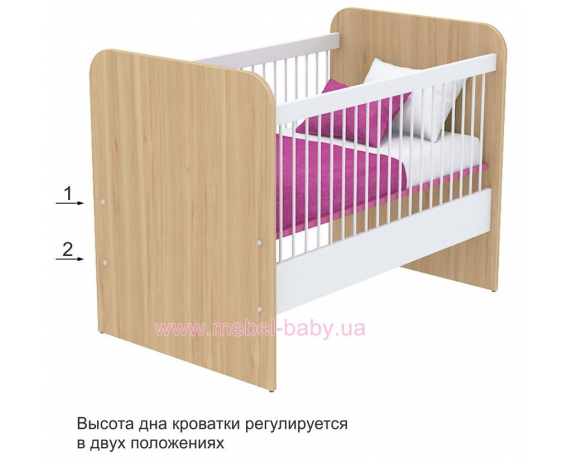 Не качающаяся кроватка для новорожденных Акварели кв-50 Розовые Briz Коричневый 60х120