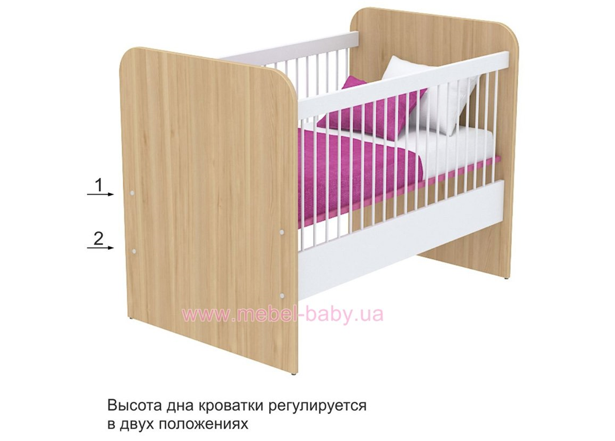 Не качающаяся кроватка для новорожденных Акварели кв-50 Розовые Briz Коричневый 60х120