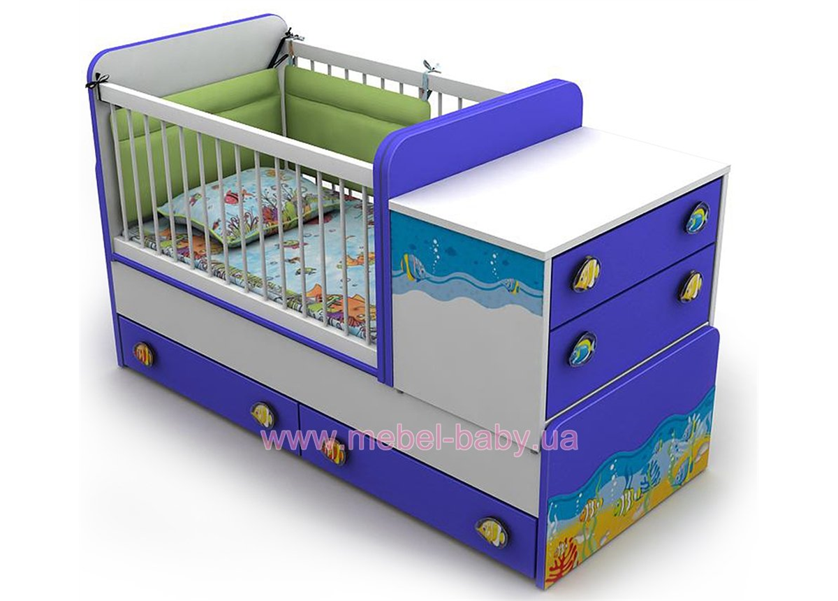 Кроватка-трансформер для новорожденных Od-30 Briz Голубой 70х120