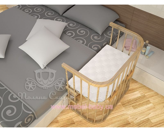 Приставная кроватка для новорожденных Multi-bed Premium макси Поляна сказок Ольха Лак 55x100 Приставная кроватка для новорожденных Multi-bed Premium макси Поляна сказок Ольха Лак 55x100