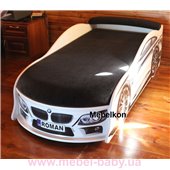 Кровать машина BMW 70х155 без подъемного механизма с матрасом и спойлером MebelKon
