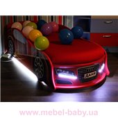 Кровать машина Ауди 80х180 с подъемным механизмом с матрасом и спойлером MebelKon