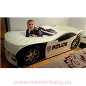 Кровать машина Ягуар Полиция 70х150 без подъемного механизма без матраса без спойлера MebelKon