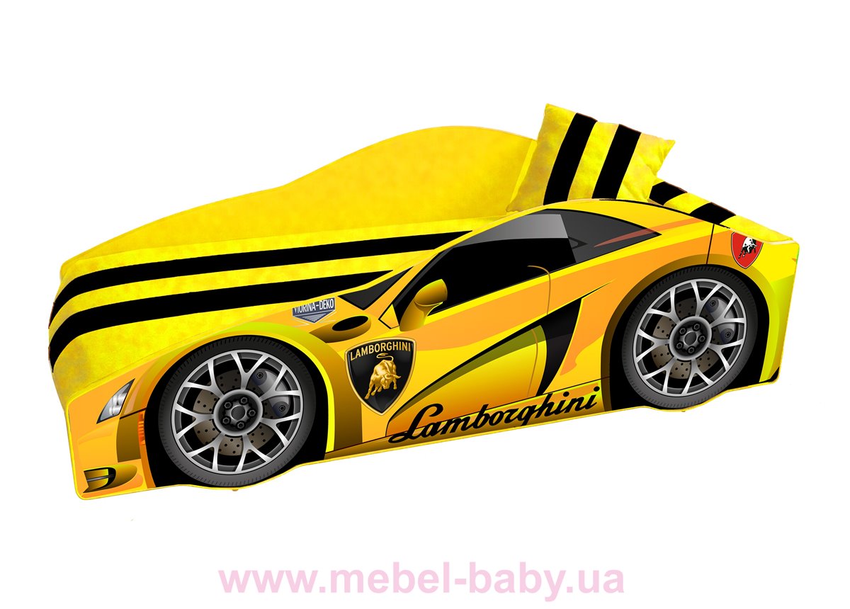 Кровать-машина Lamborghini E-3 Элит Viorina-Deko 80х170 мягкий спойлер + подушка + газлифт