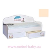 Кроватка диванчик Велосипед с ящиком и бортиком MebelKon 80х160