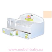 Кроватка диванчик Лисичка с ящиком и бортиком MebelKon 80x160