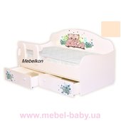 Кроватка диванчик Мишки 2 с ящиком и бортиком MebelKon 80x160