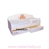 Кроватка диванчик Мишки с ящиком и бортиком MebelKon 80x160