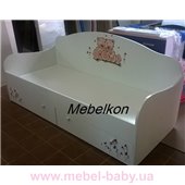 Кроватка диванчик Мишки с ящиком и бортиком MebelKon 80x160
