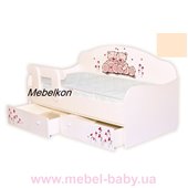 Кроватка диванчик Мишки с ящиком и бортиком MebelKon 80x160