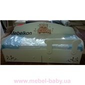 Кроватка диванчик Мишки с ящиком и бортиком MebelKon 80x190