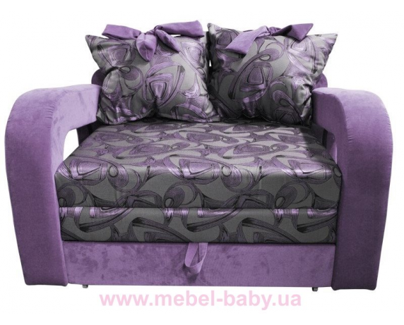 Диван красивая раскладная малютка барби с подлокотниками и бантами на подушках Ribeka серо-фиолетовый