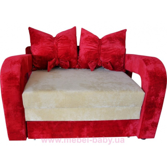 Диван красивая раскладная малютка барби с подлокотниками и бантами на подушках Ribeka красно-бежевый 