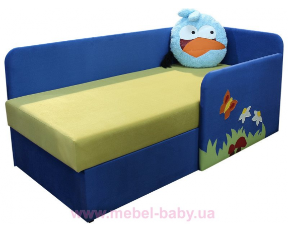 Детский угловой диванчик с бортиком энгри бёрдс синий Ribeka 