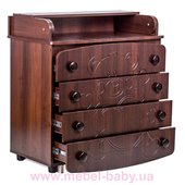 Комод пеленатор МДФ Мишка Сердце Angelo 900х510х900 орех