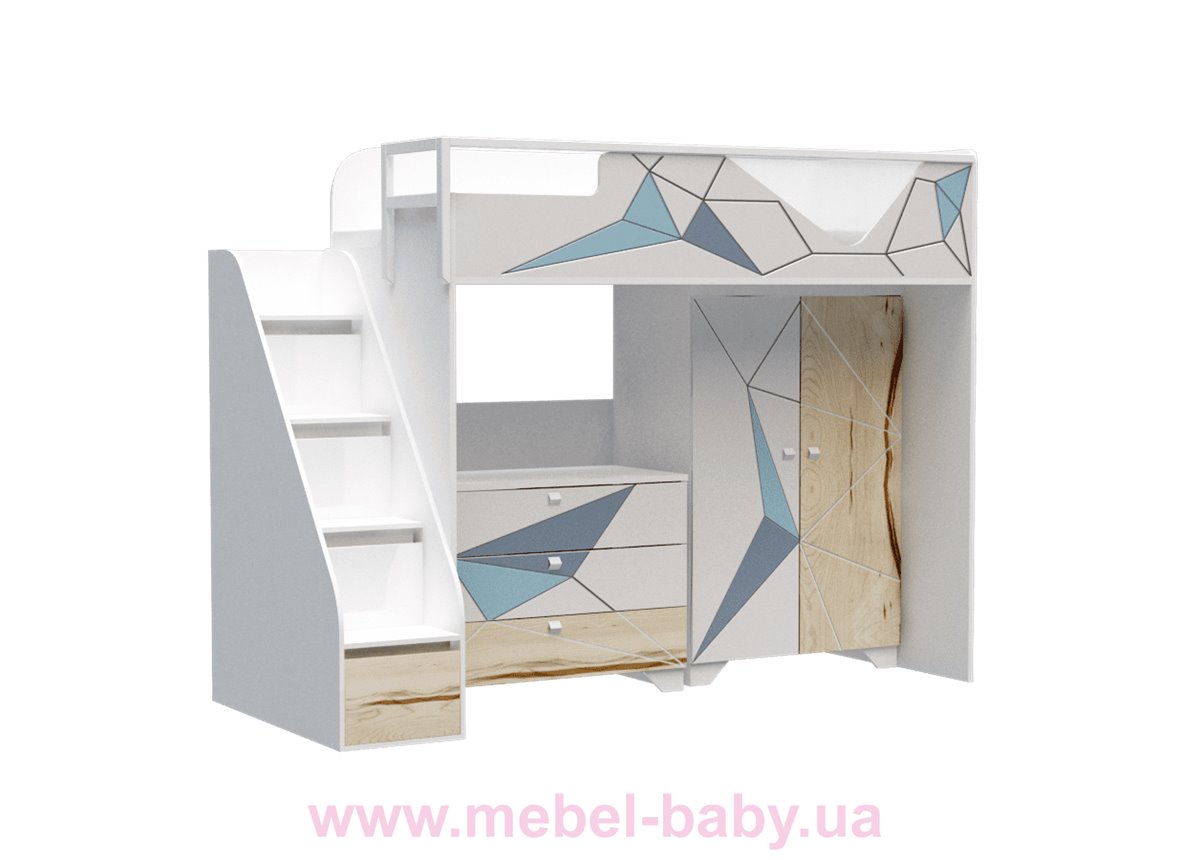 Кровать-чердак высокая O-M-005 Origami Эдисан 90x190 белый