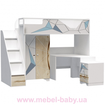Кровать-чердак со столом O-M-006 Origami Эдисан 90x190 белый