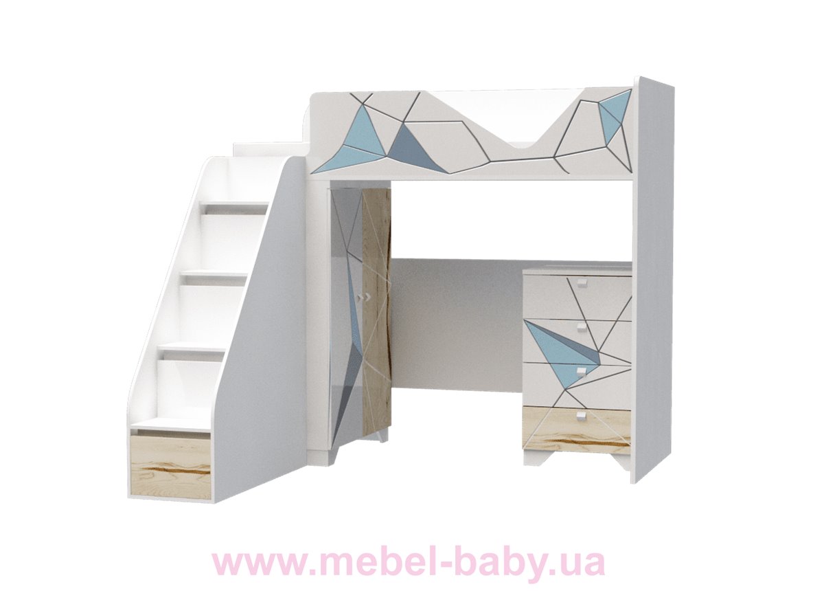 Кровать-чердак высокая O-M-002 Origami Эдисан 90x190 белый