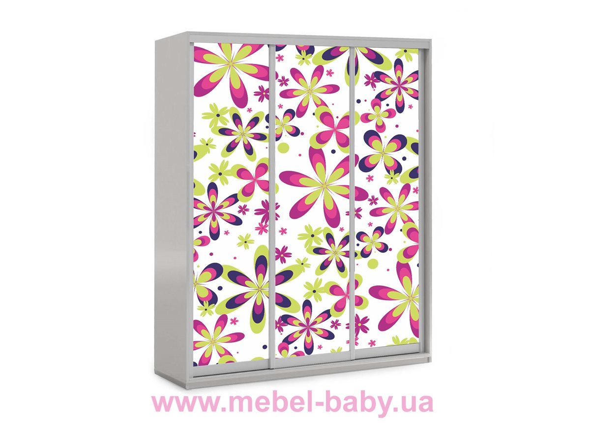 Шкаф-купе Цветы 5 Viorina-Deko 1600 серый