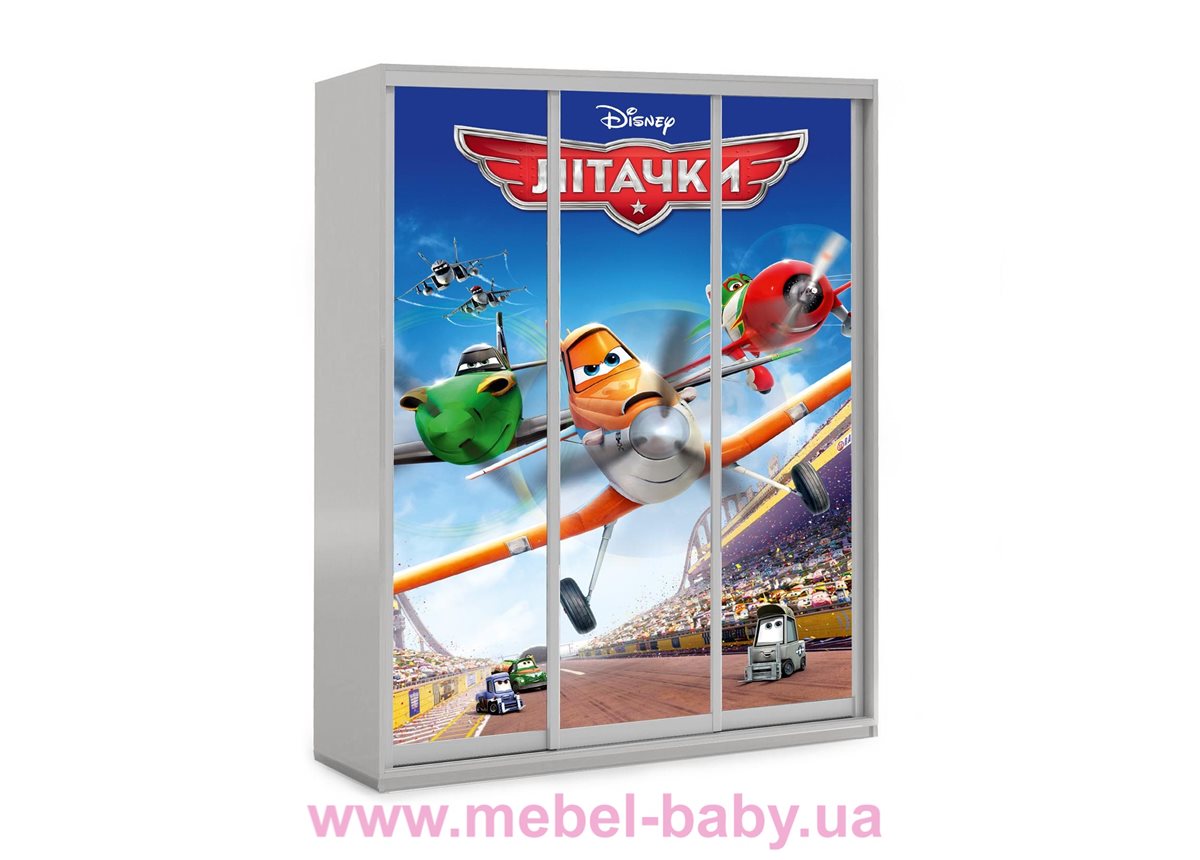 Шкаф-купе Самолетики 10 Viorina-Deko 1600 серый