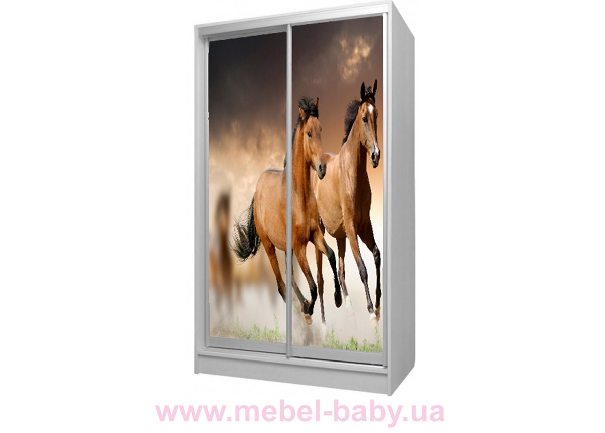 Шкаф-купе Лошади 57 Viorina-Deko 1200 серый