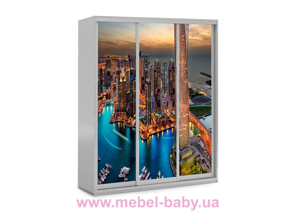 Шкаф-купе Город 75 Viorina-Deko 1600 серый