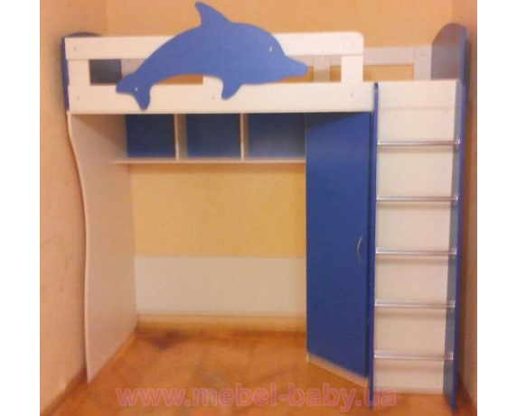 Кровать-чердак с угловым шкафом "Дельфин" (к24) Мерабель 80x190