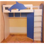 Кровать-чердак с угловым шкафом "Дельфин" (к24) Мерабель 80x190