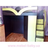 Кровать-чердак с угловым шкафом и лестницей-комодом (кл26) Мерабель 80x190