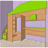 Кровать-чердак с рабочей зоной, угловым шкафом и лестницей-комодом (кл29) Мерабель 80x190