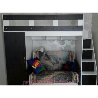 Кровать-чердак с пеналом и лестницей-комодом (кл39-2) Мерабель 80x190