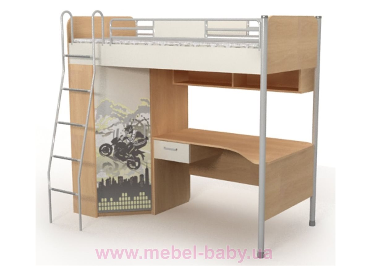 Кровать + стол с рисунком  M-16-2  Briz 90х200 дуб родос