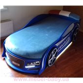 Кровать машина Ауди Полиция 70х155 без подъемного механизма с матрасом и спойлером MebelKon