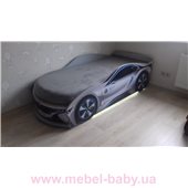 Кровать машина БМВ space 80х180 с подъемным механизмом с матрасом и спойлером MebelKon