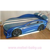 Кровать машина BMW 70х155 без подъемного механизма с матрасом и спойлером MebelKon