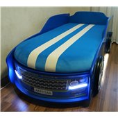Кровать машина Джип Рендж Ровер 80х170 с подъемным механизмом с матрасом и спойлером MebelKon голубая