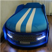 Кровать машина Джип Рендж Ровер 80х180 без подъемного механизма с матрасом и спойлером MebelKon голубая