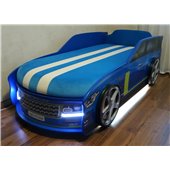 Кровать машина Джип Рендж Ровер 80х170 без подъемного механизма с матрасом и спойлером MebelKon голубая