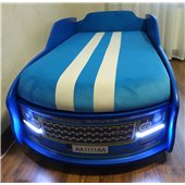 Кровать машина Джип Рендж Ровер 80х170 без подъемного механизма с матрасом и спойлером MebelKon голубая