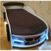 Кровать машина BMW 70х155 без подъемного механизма с матрасом и спойлером MebelKon