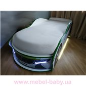 Кровать машина БМВ space 70х155 без подъемного механизма с матрасом и спойлером MebelKon