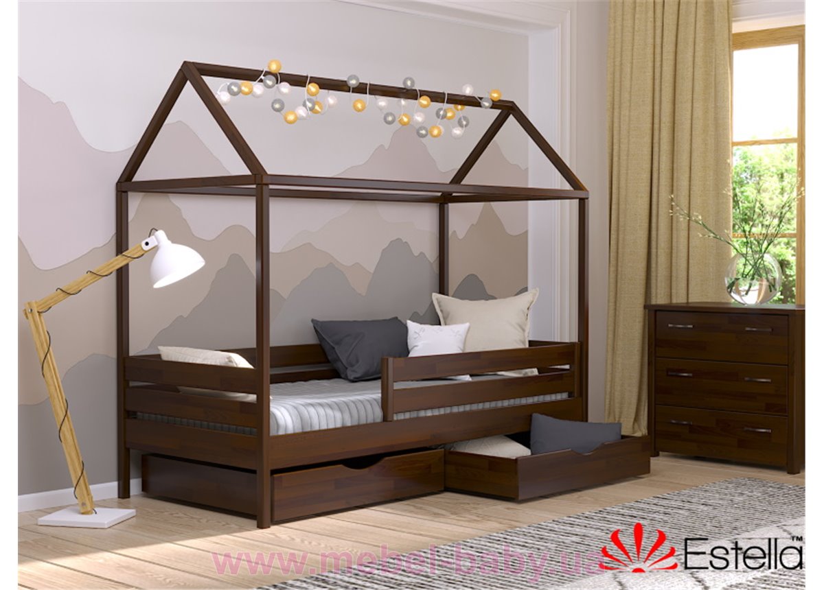 Деревяная кровать Амми 80х190 ТМ Віка темный орех